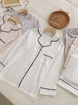 Solid Color Long Sleeve Pajama Set