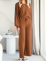 2Pcs Basic knit Loungewear Set