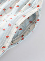 Strawberry Plaid Ruffle Sleeve Pajama Set