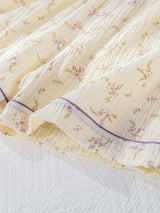 Small Floral Printed Short Sleeve 3Pcs Pajama Set