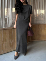 Knit Short Sleeved Skirt Set