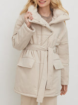 Stand Collar Tie Up Long Puffer Jacket