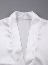 Pure White Satin Belted Robe