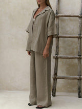 Button Down Shirt With Long Pants Set