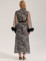 Kafiloe Printed Sheer Sleeve Long Robe