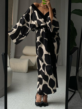 Satin Printed Tie Front Robe