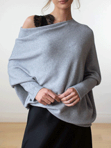 Off Shoulder Patchwork Sleeve Sweater