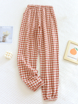 Cotton Classic Plaid Printed Drawstring Pants