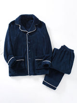 Contrast Trim Flannel Pajama Set