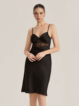 Kafiloe Lace Panel Satin Cami Nightgown