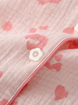 3Pcs Summer Pink Heart Print Pajamas Set