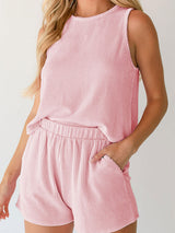 Round Neck Sleeveless Top and Shorts Set