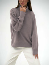 Solid Color Turtleneck Long Sleeve Sweater