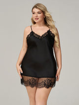 Kafiloe Plus Size Lace Trim Nightgown