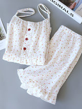 Small Flowers Sleeveless Pajama Set