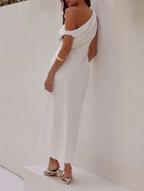 Off Shoulder Solid Maxi Dress