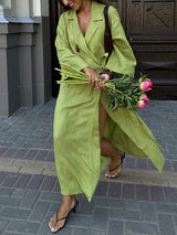 Linen Wrap Coat Dress