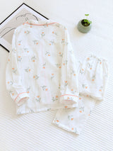 Small Flower Print Shirt Pajamas Set
