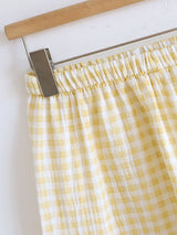 Cotton Shell Embroidery Trim Plaid Pajama Set