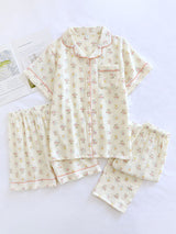 2Pcs/3Pcs Short Sleeve Floral Pajamas