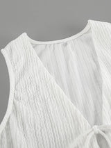 Solid Tie Front Vest & Shorts Set