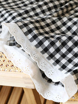 Plaid Lace Trim Pajama Shorts