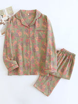 Retro Floral Cotton Pajama Set