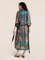 Kafiloe Floral Printed Long Kimono Robe