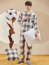 Cotton Plaid Pattern Pajama Set