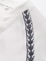 Embroidery Long Sleeve White Shirt