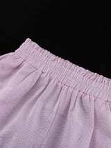 Striped Ruffle Two Piece Shorts Set