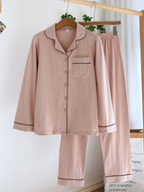 Solid Cotton Couple Pajama Set