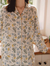 Long Sleeve Floral Print Button Down Pajama Set