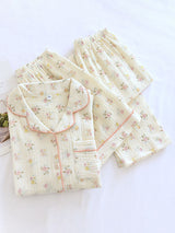 2Pcs/3Pcs Short Sleeve Floral Pajamas