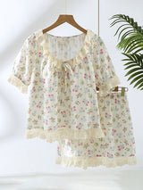 Padded Floral Short Sleeve Pajama Set