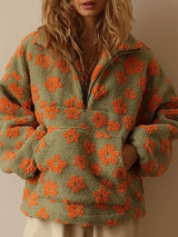 Plush Fleece Floral Sweatshirt