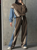 Contrast Stripe Two Piece Pants Set