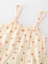 Fruit Print Spaghetti Strap Top Shorts Pajama Set