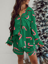 Christmas Candy Printed Pajama Set