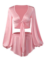 Pink Front Tie Top & Shorts Set