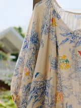 Vintage Floral Printed Long Nightgown