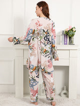 3Pcs Print Camisole Top Cardigan Pajama