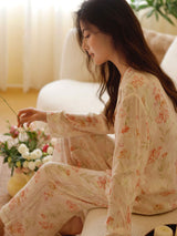 Kafiloe Pink Flowers Cotton Pajama Set
