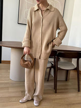 Knitted Solid Color Two Pieces Set