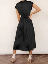 Sleeveless Solid Tie Back Maxi Dress