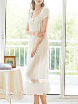 Cotton Off Shoulder Solid Nightgown
