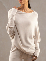 Off Shoulder Patchwork Sleeve Sweater