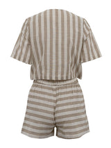 Striped Button Down Top and Shorts Set