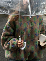 Fleece Jacquard Half Zip Sweatshirt