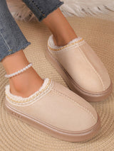 Solid Color Embroidery Plush Slippers